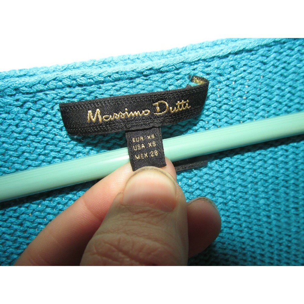 Massimo Dutti Women's Teal V-Neck Short Sleeve Pullover Sweater Size XS - Picture 4 of 5